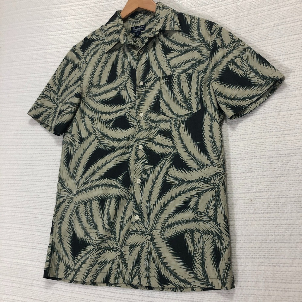 Arnold Palmer Palm Leaf Hawaiian Print Button Up Short Sleeve Shirt, S/P
